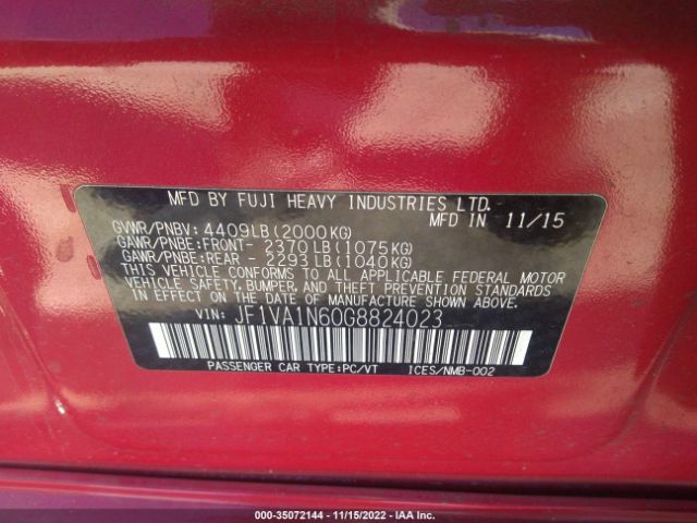 JF1VA1N60G8824023 Subaru Wrx Limited