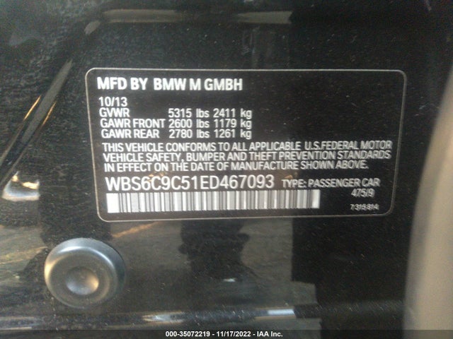 2014 BMW M6, VIN: WBS6C9C51ED467093
