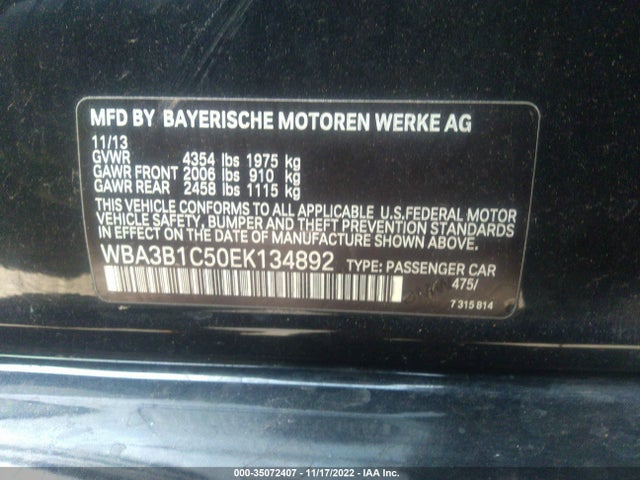 BMW 3 Series 320i 2014 WBA3B1C50EK134892 Image 9