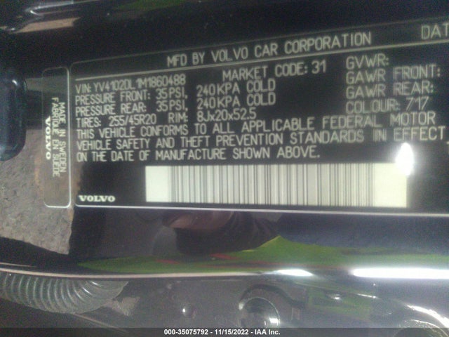 2021 Volvo XC60, VIN: YV4102DL1M1860488