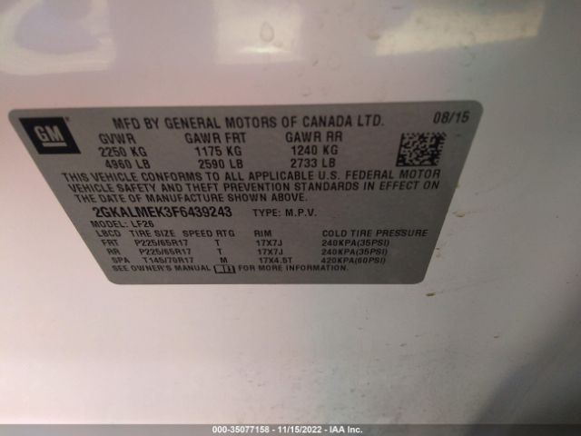 2GKALMEK3F6439243 GMC Terrain Sle