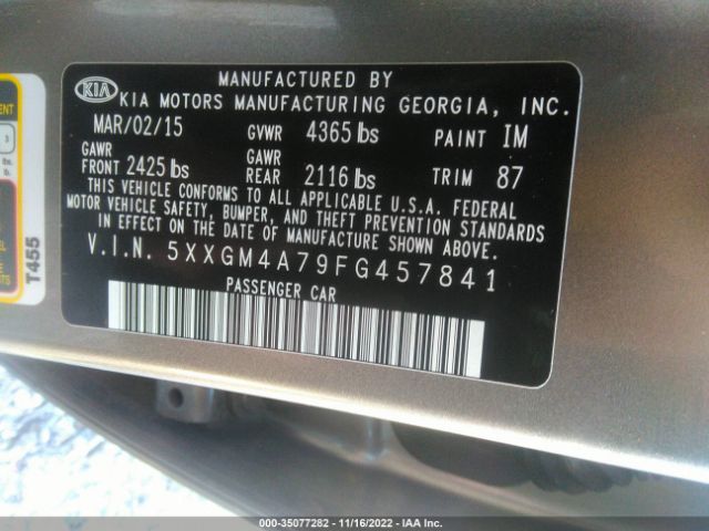5XXGM4A79FG457841 KIA Optima Lx