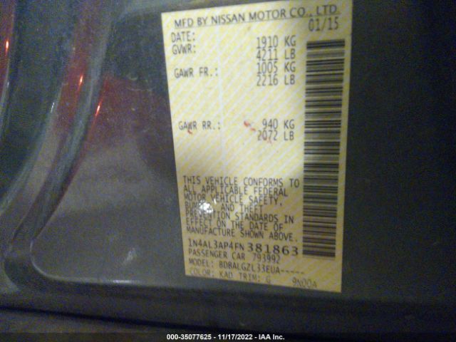 1N4AL3AP4FN381863 Nissan ALTIMA 2.5