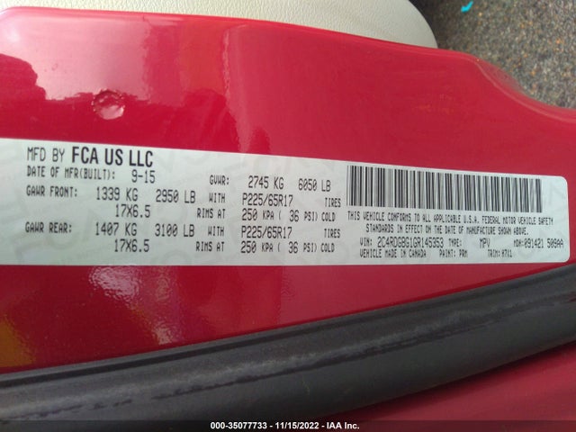 Dodge Grand Caravan Se 2016 2C4RDGBG1GR145353 Image 9