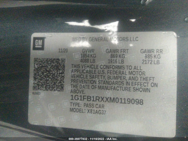 Chevrolet Camaro 1ls 2021 1G1FB1RXXM0119098 Image 9