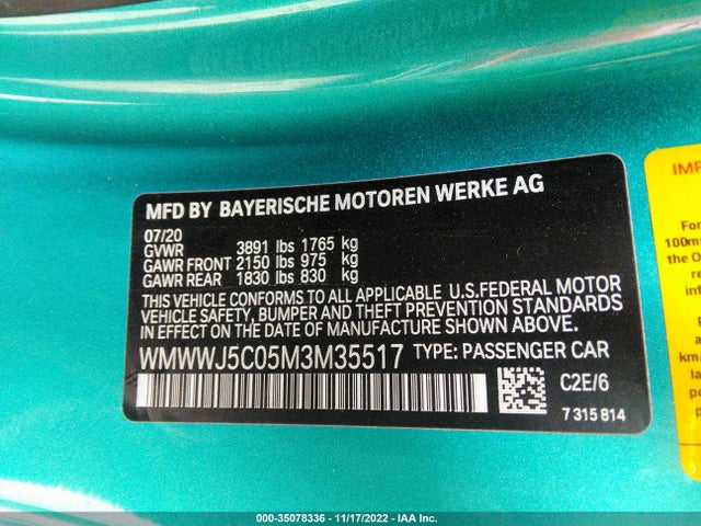 2021 Mini Roadster, VIN: WMWWJ5C05M3M35517