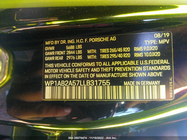 2020 Porsche Macan, VIN: WP1AB2A57LLB31755