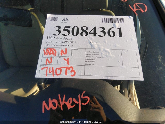 2015 Volkswagen Golf, VIN: 3VWRA7AU4FM082736