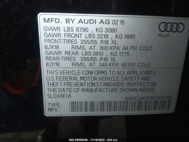 WA1CGAFE9FD015786 Audi Q7 3.0t Premium