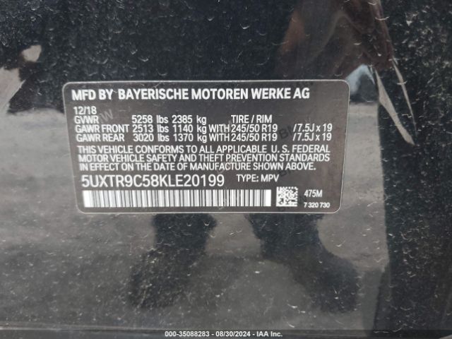 5UXTR9C58KLE20199 BMW X3 Xdrive30i