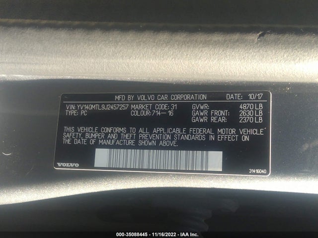 2018 Volvo S60, VIN: YV140MTL9J2457257
