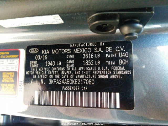 3KPA24AB0KE217080 KIA RIO S