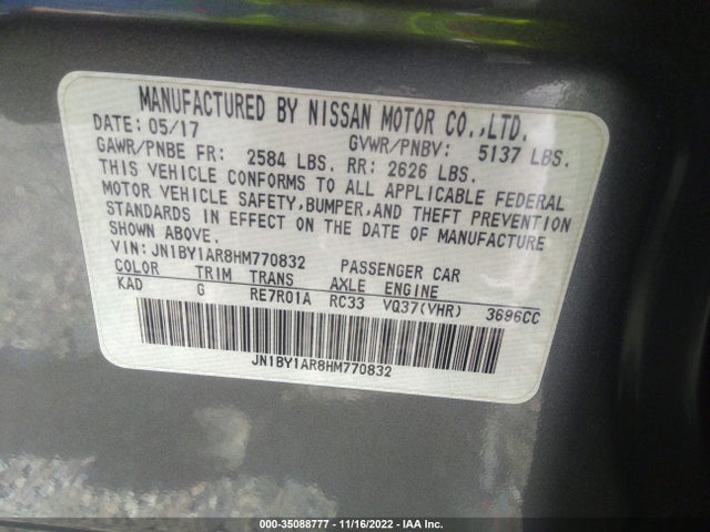 2017 Infiniti Q70, VIN: JN1BY1AR8HM770832