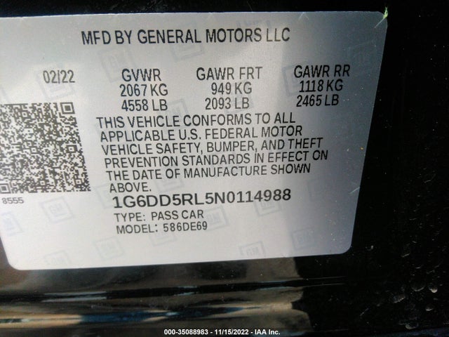 2022 Cadillac CT4, VIN: 1G6DD5RL5N0114988