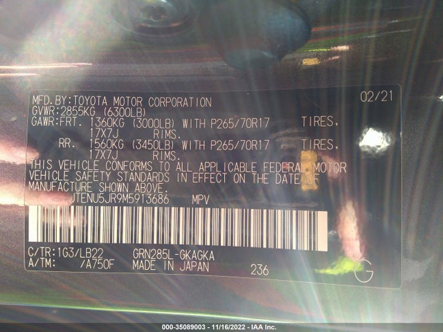 2021 Toyota 4Runner, VIN: JTENU5JR9M5913686