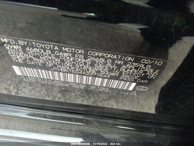 Lexus ES 350 2010 JTHBK1EG4A2377644 Image 10