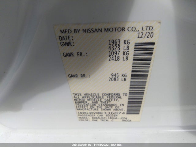 Nissan Altima 2.5 S 2021 1N4BL4BVXMN336074 Image 9