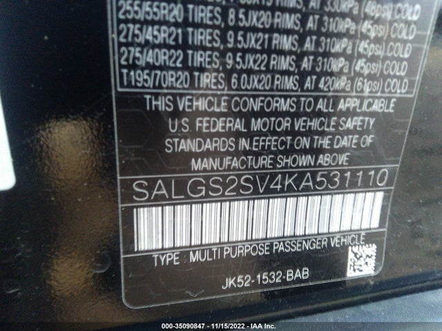 2019 Land Rover Range Rover, VIN: SALGS2SV4KA531110