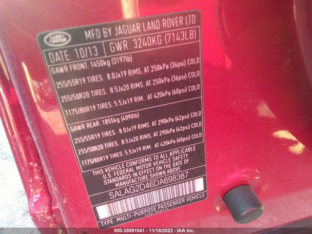 Land Rover LR4 2013 SALAG2D46DA698387 Image 11