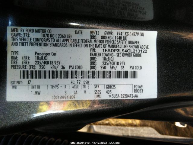 1FADP3L94GL213122 Ford FOCUS ST
