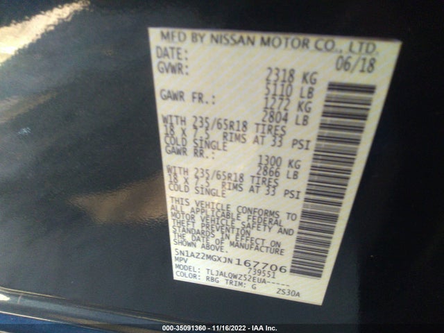 2018 Nissan Murano, VIN: 5N1AZ2MGXJN167706