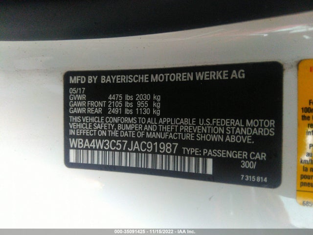 2018 BMW 4 Series, VIN: WBA4W3C57JAC91987