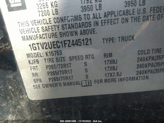 GMC Sierra 1500 Sle 2015 1GTV2UEC1FZ445121 Image 10