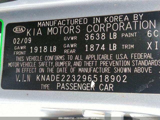 KNADE223296518902 KIA RIO LX