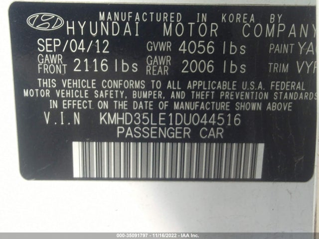 2013 HYUNDAI ELANTRA GT VIN: KMHD35LE1DU044516