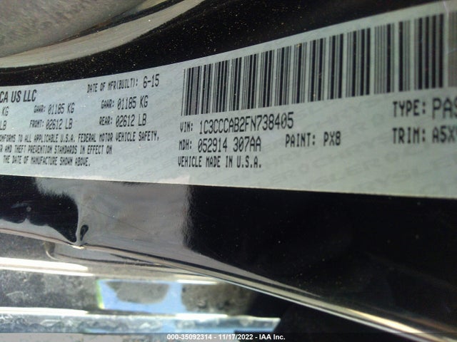 2015 Chrysler 200, VIN: 1C3CCCAB2FN738405