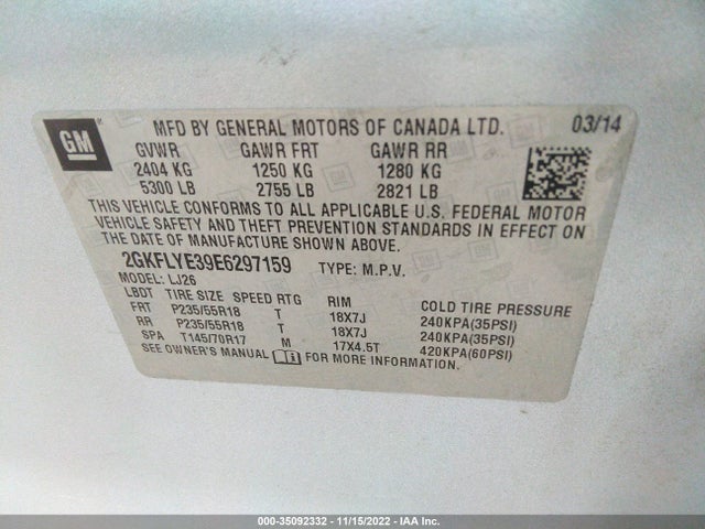 GMC Terrain Slt 2014 2GKFLYE39E6297159 Image 9