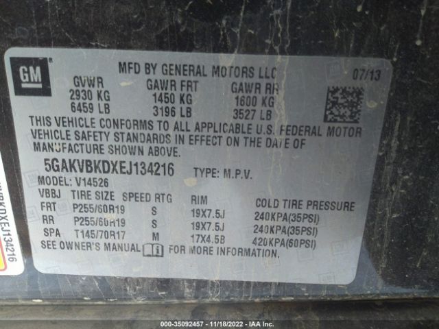 5GAKVBKDXEJ134216 Buick Enclave Leather