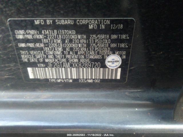 JF2GTAMCXK8289720 Subaru Crosstrek Limited