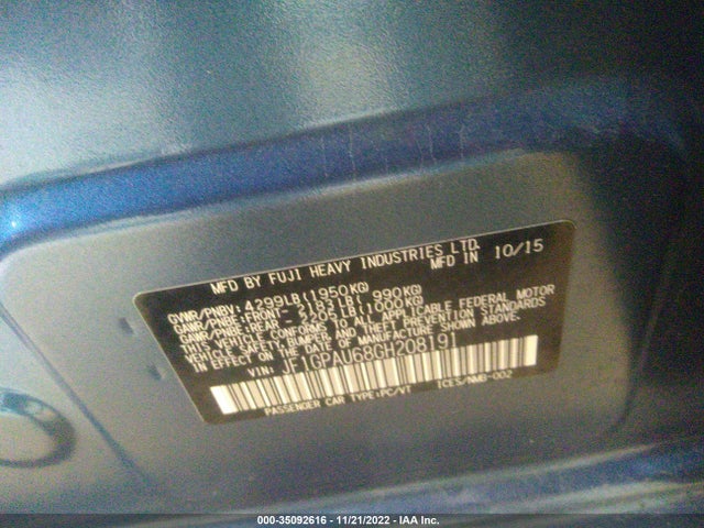 2016 Subaru Impreza, VIN: JF1GPAU68GH208191