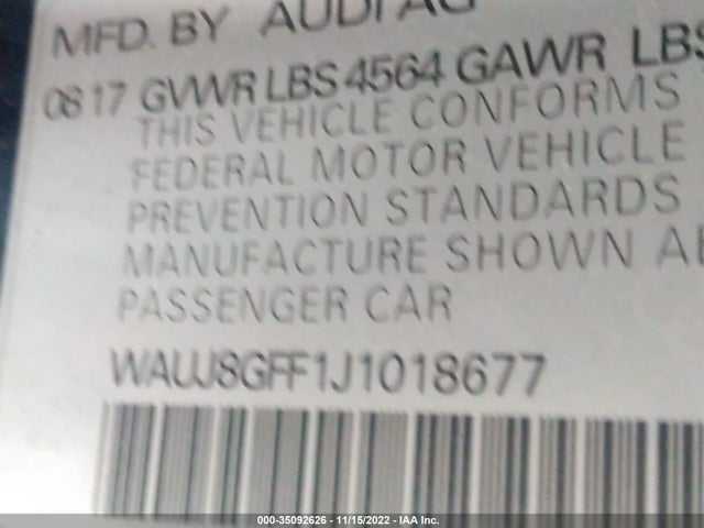 2018 Audi A3, VIN: WAUJ8GFF1J1018677