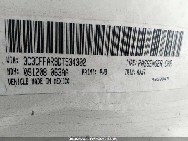 3C3CFFAR9DT534302 Fiat 500 POP
