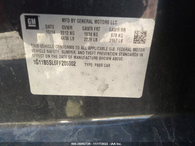 1G11B5SL6FF205002 Chevrolet Malibu