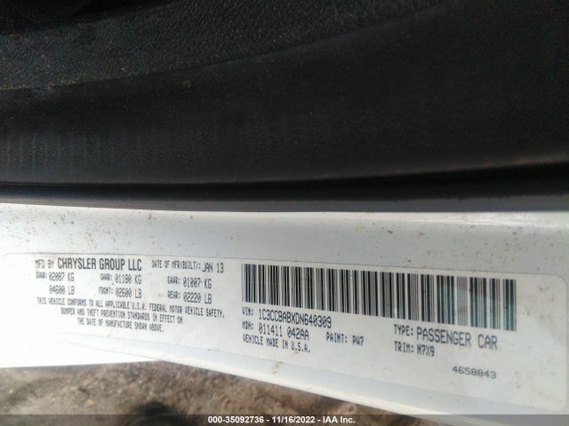 1C3CCBABXDN640309 Chrysler 200 LX