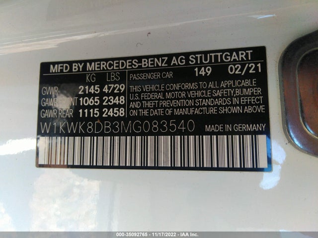 W1KWK8DB3MG083540 Mercedes-Benz C 300