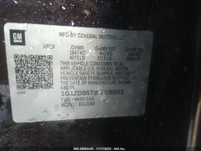Chevrolet MALIBU LT 2020 1G1ZD5ST9LF036053 Image 9