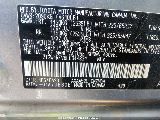 Toyota RAV4 2020 2T3W1RFV8LC044831 Image 23