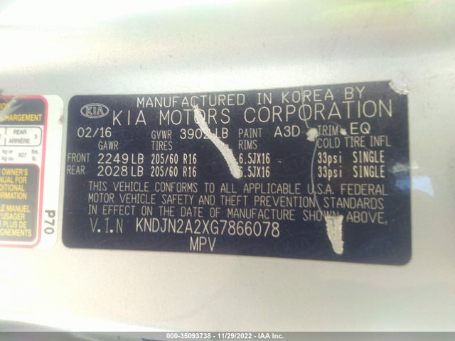 KIA Soul Base 2016 KNDJN2A2XG7866078 Image 10