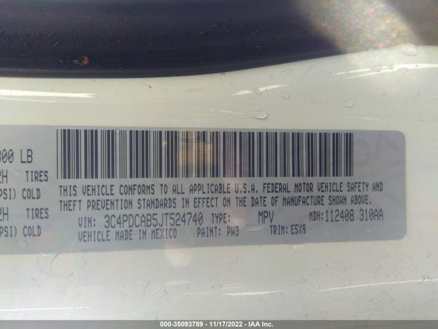 Dodge JOURNEY SE 2018 3C4PDCAB5JT524740 Image 9