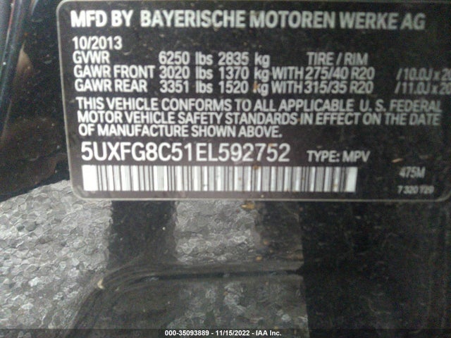 2014 BMW X6, VIN: 5UXFG8C51EL592752