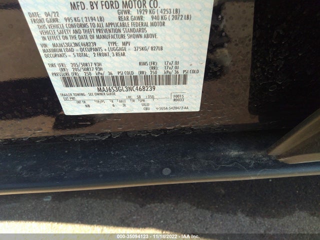 2022 Ford Ecosport, VIN: MAJ6S3GL3NC468239