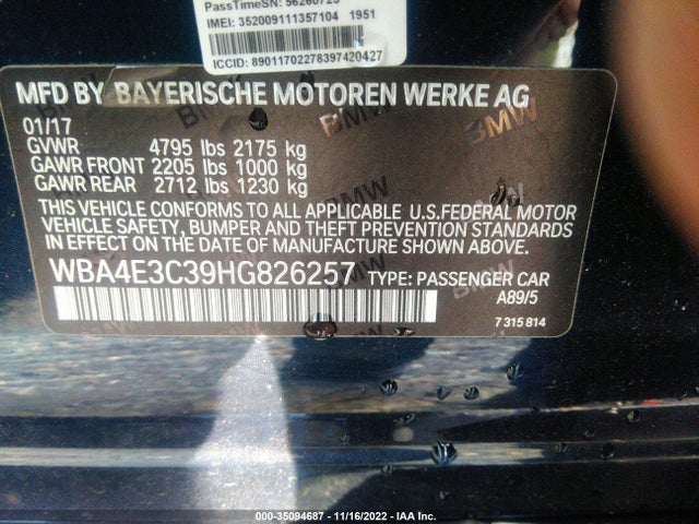2017 BMW 4 Series, VIN: WBA4E3C39HG826257