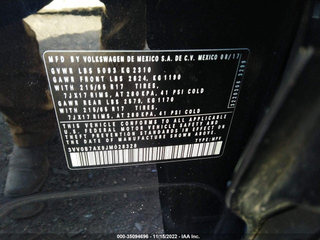 3VV0B7AX9JM028328 Volkswagen TIGUAN S