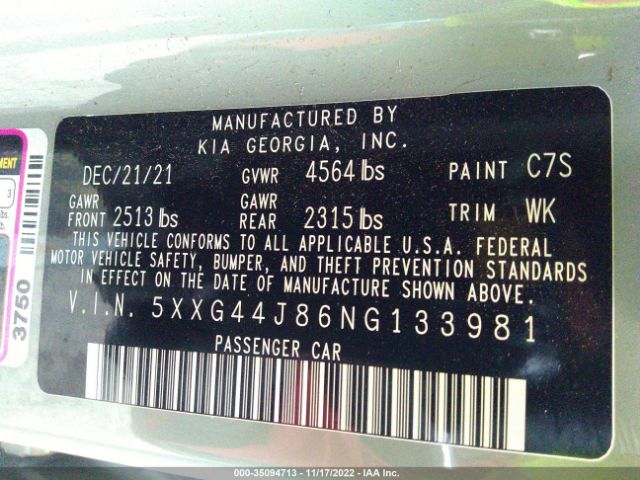 5XXG44J86NG133981 KIA K5 Gt