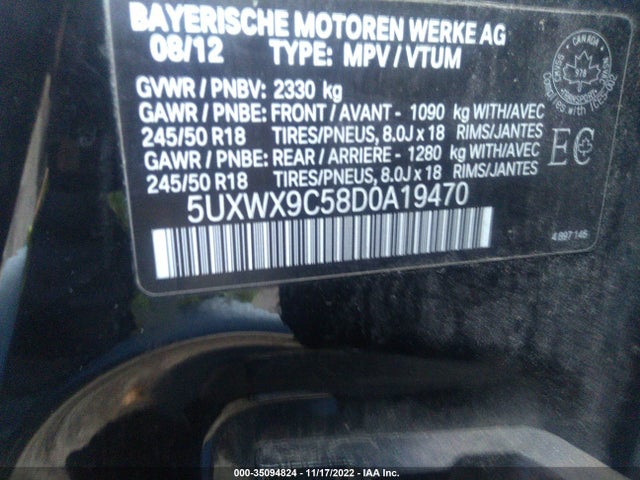 BMW X3 2013 5UXWX9C58D0A19470 Image 9
