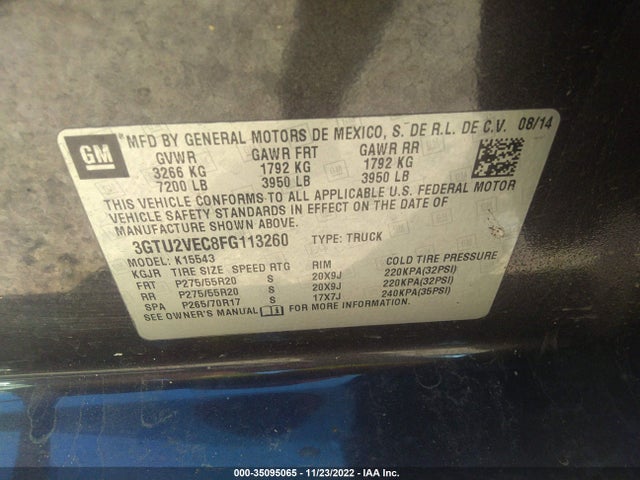 GMC Sierra 1500 Slt 2015 3GTU2VEC8FG113260 Image 9